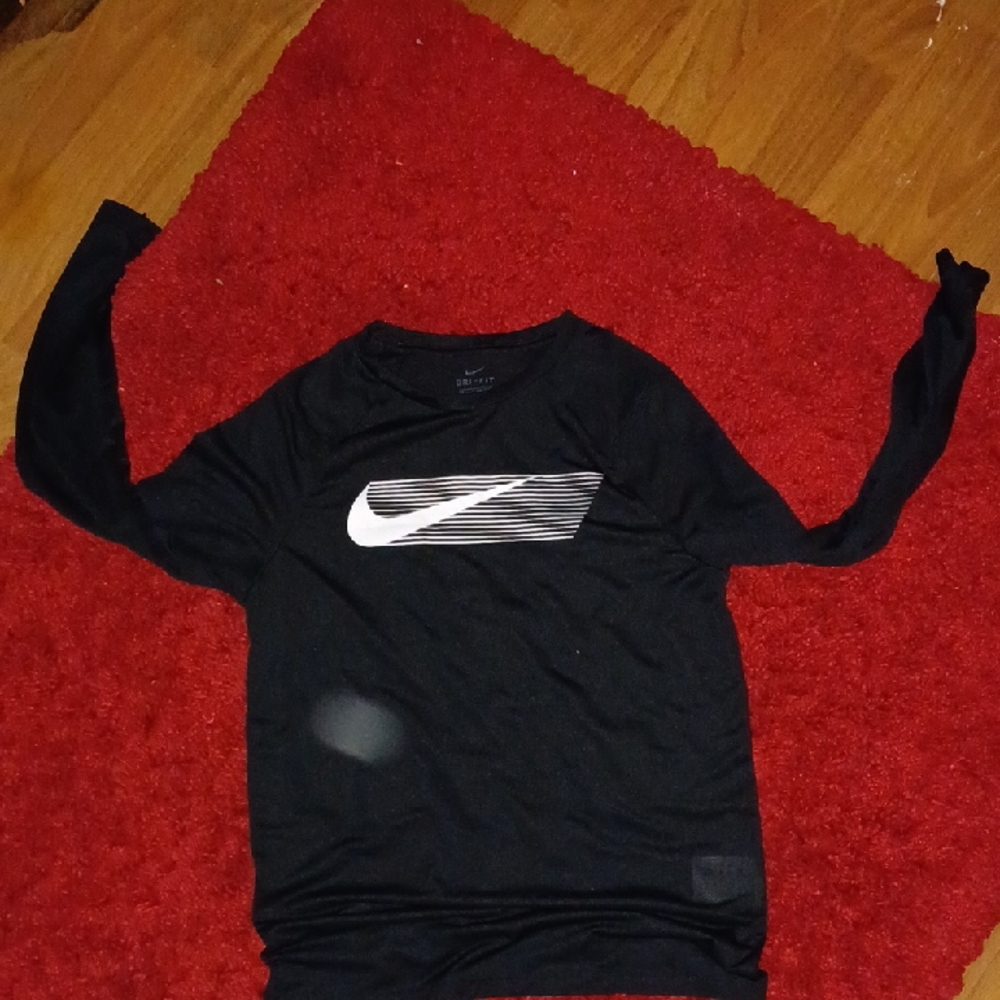 Nike Black Long Sleeve Tee with White Logo